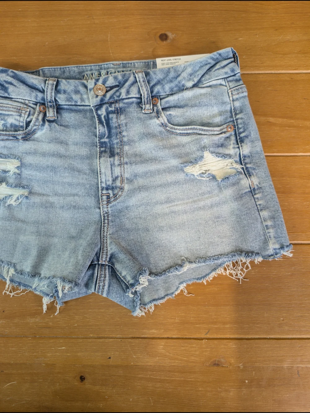 AEO Hi Rose Shortie Shorts Light Wash NWT